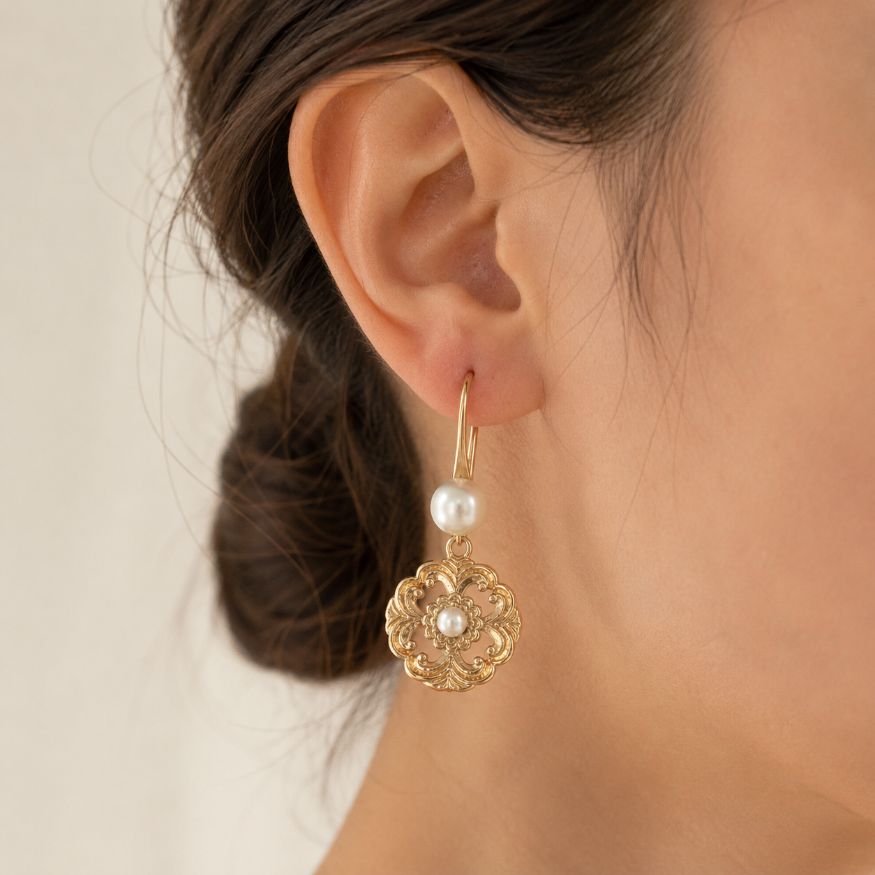 Vintage Pearl Filigree Drop Earrings