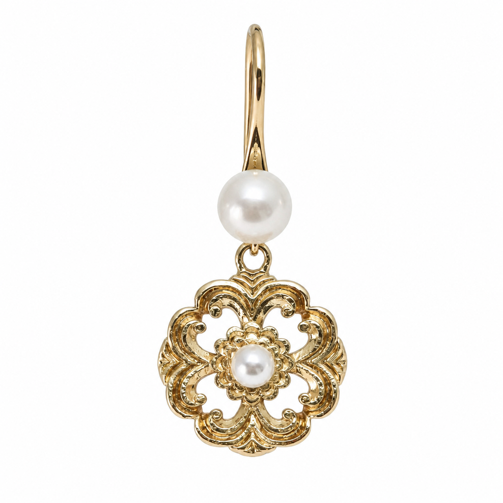 Vintage Pearl Filigree Drop Earrings