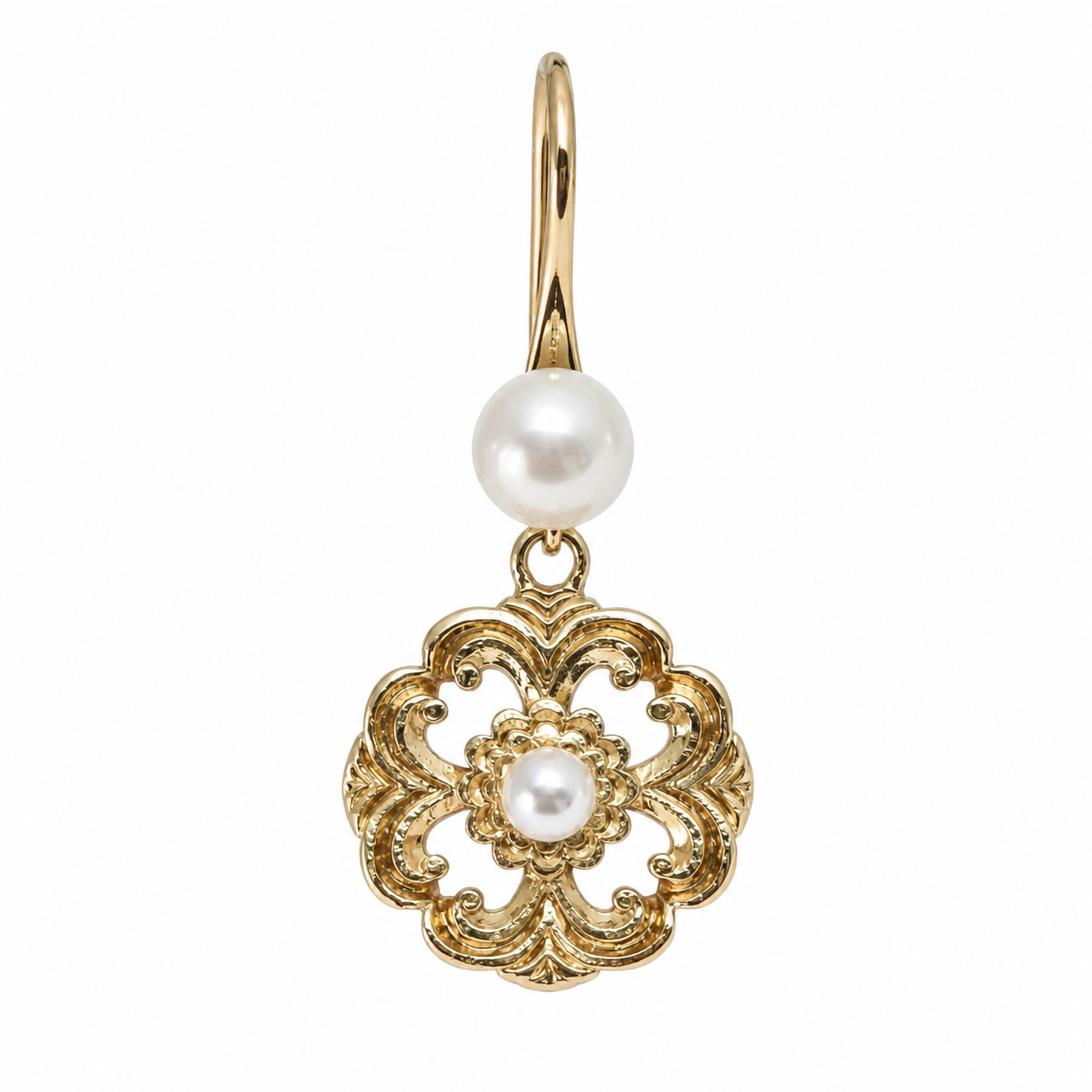 Vintage Pearl Filigree Drop Earrings